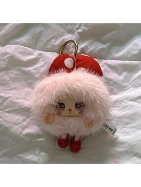 pink cute lilias plush keychain